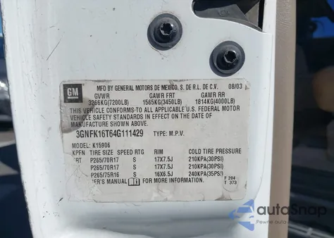 2004 Chevrolet Suburban 1500 Z71 z USA, uszkodzony, nr VIN 3GNFK16T64G111429